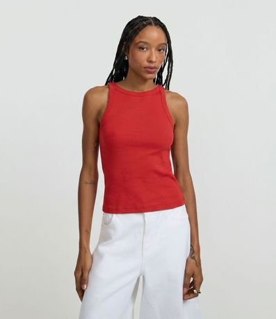 Blusa Musculosa Acanalada en Rib de Algodón 2