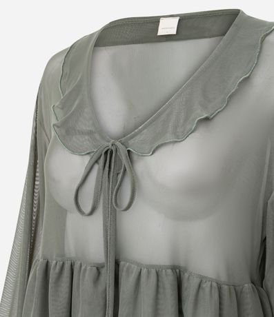 Blusa Bata en Tule con Volados y Lazo Delantero 6