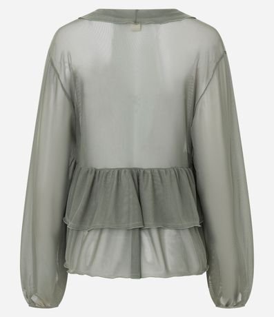 Blusa Bata en Tule con Volados y Lazo Delantero 7