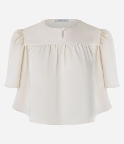 Blusa Cropped Satinada Hombrera