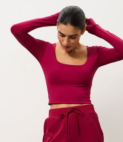 Blusa Cropped Deportiva en Microfibra con Abertura Para Polegar 3