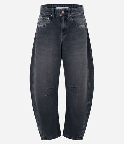 Pantalón Baggy Balloon en Jeans con Cintura Mediana y Recorte Lateral