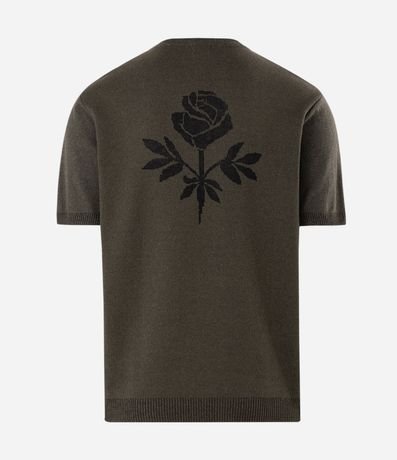 Remera Regular en Jacquard con Rosa Bordada 2