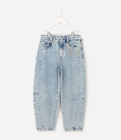 Pantalón Infantil Balloon en Jeans Marmorizado con Cadena - Talle 5 a 16 años