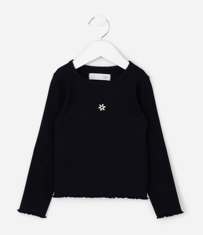 Remera Slim Infantil en Algodón Canelado con Bordado Flor – Talle 1 a 6 años 2