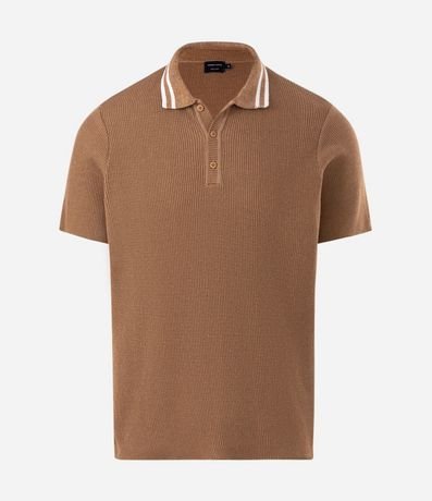 Polo en Punto Texturizado con Rayas en el Cuello 5