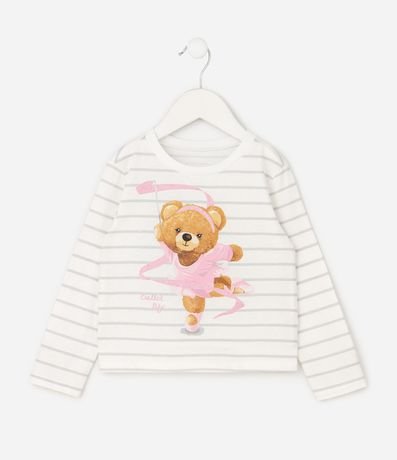 Remera Slim Infantil Rayada con Estampa Osita Bailarina – Talle 1 a 6 años 2