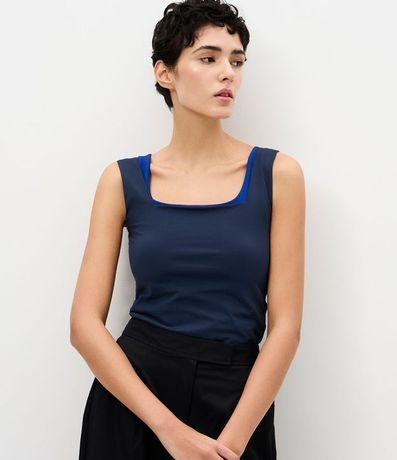 Blusa en Poliamida con Escote Cuadrado