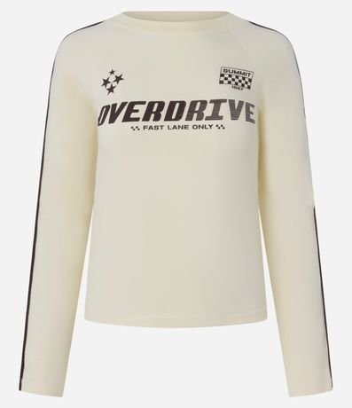 Blusa Manga Larga en Algodón con Estampa de Overdrive y Bies Contrastante 5