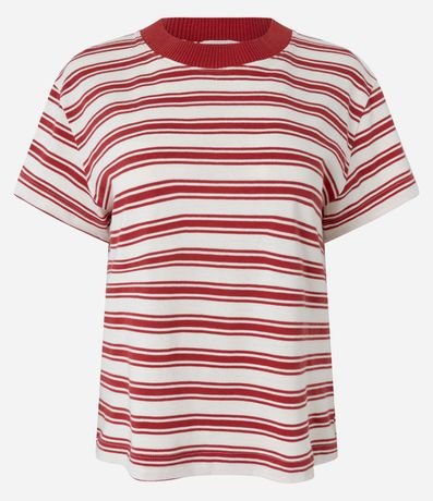 Remera en Algodón con Estampa Rayada