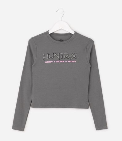 Blusa Infantil Slim con Lettering Huntrix y Aplicación de Strass – Talle 5 a 16 años 3