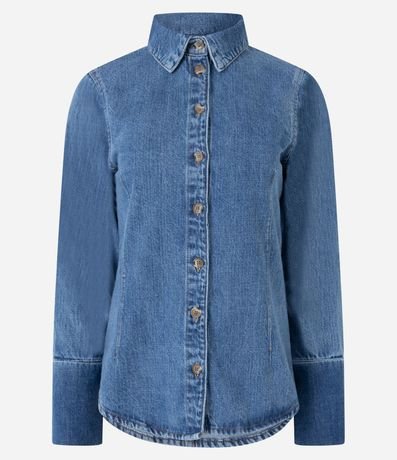 Camisa en Jeans con Botones y Puños Alargados