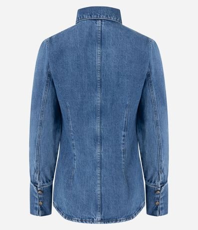 Camisa en Jeans con Botones y Puños Alargados 2
