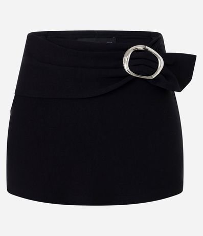 Short Pollera Femenina en Bengaline con Hebilla Ovalada Ajustable 5