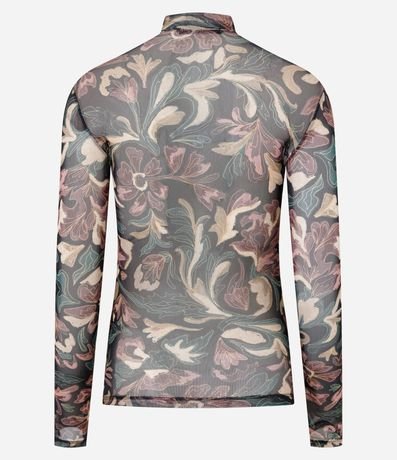 Blusa en Tule con Estampado Floral y Cuello Alto 6