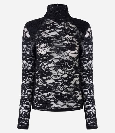 Blusa en Encaje con Manga Larga y Hombreras 5