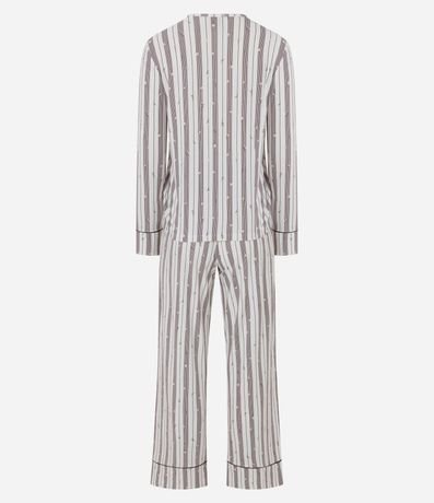 Pijama Largo en Peach Touch con Estampa de Rayas Contrastante 6