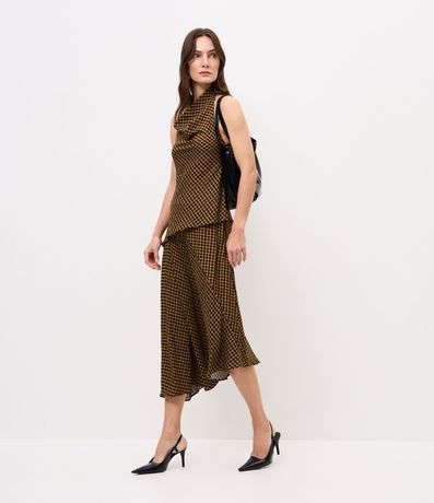 Blusa Assimétrica Estampada con Cuello Halter Neck 2
