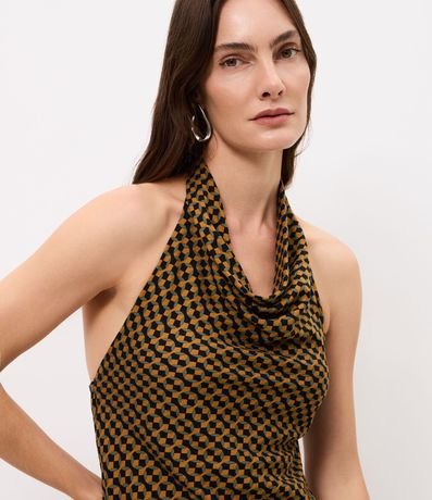 Blusa Assimétrica Estampada con Cuello Halter Neck 3
