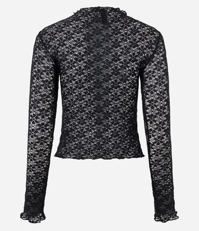 Blusa Manga Larga en Encaje Texturizada con Cuello Alto 5