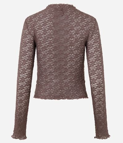 Blusa Manga Larga en Encaje Texturizada con Cuello Alto 7