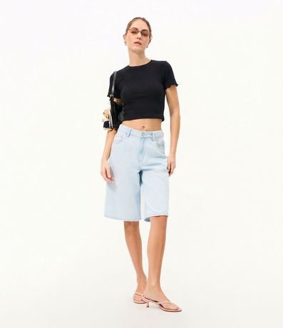 Blusa en Rib con Encaje en la Manga 2