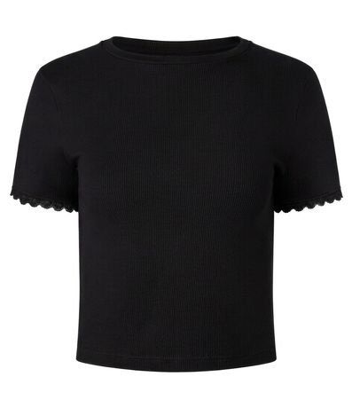 Blusa en Rib con Encaje en la Manga 3