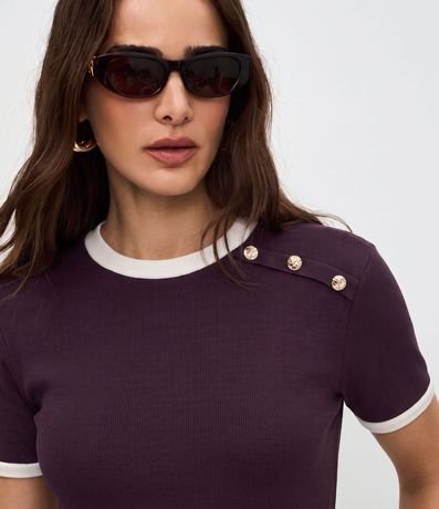Blusa Manga Corta en Rib con Botones en el Hombro