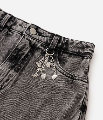 Pollera Short Infantil en Jeans con Colgantes Corazón y Estrellas – Talle 5 a 16 años 4