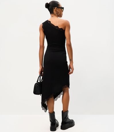 Vestido Hombro Único con Escote Assimétrico y Detalle Rendado 4