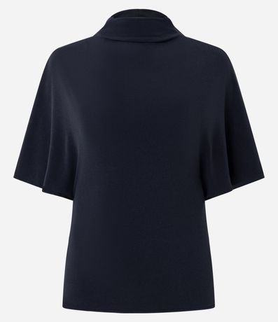 Blusa Amplia con Cuello Alto y Mangas Cortas