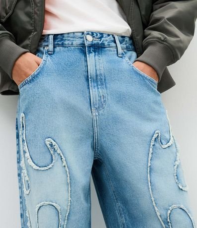 Pantalón Super Baggy en Jeans con Tribal en Efecto Deshichalado 4