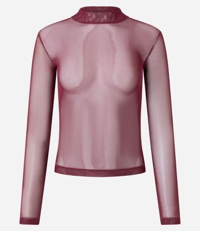 Blusa en Tule con Transparencia y Cuello Alto 5