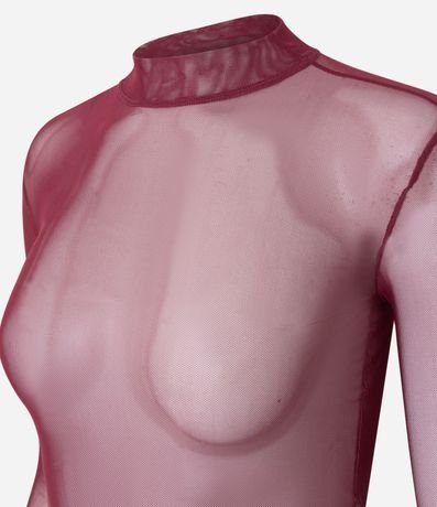Blusa en Tule con Transparencia y Cuello Alto 6