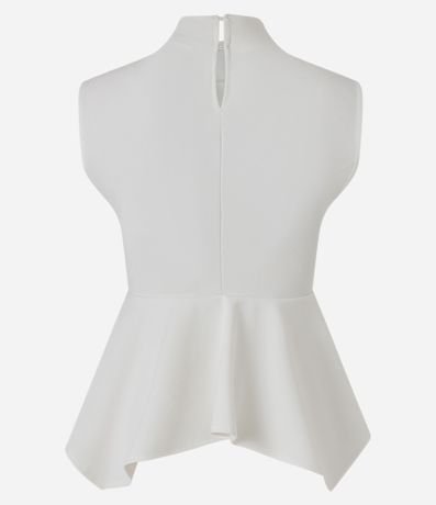Blusa con Cuello Alto y Bajo Peplum Asimétrico 7