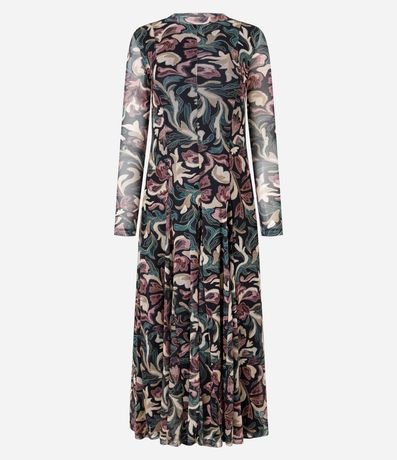 Vestido Largo en Tule con Estampado Floral