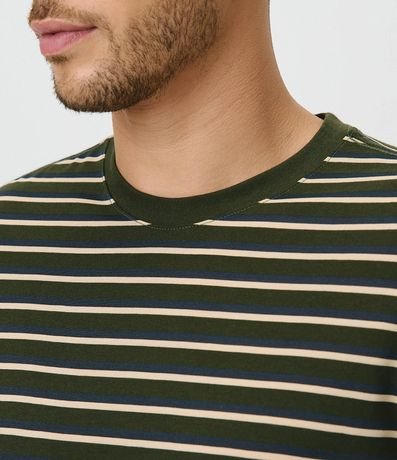 Remera Regular en Algodón con Rayas en Hilo Teñido 2