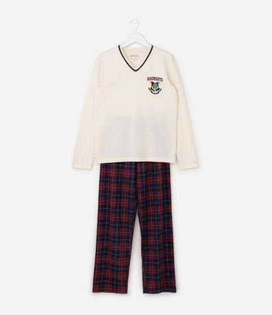 Pijama Infantil Harry Potter con Estampado Hogwarts y Pantalón de cuadros – Talle 7 a 16 años 2