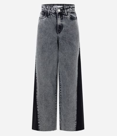 Pantalón Wide Leg en Jeans con Recorte Lateral y Cintura Mediana 5