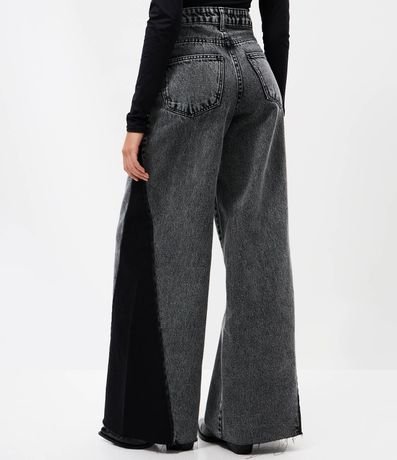 Pantalón Wide Leg en Jeans con Recorte Lateral y Cintura Mediana 4