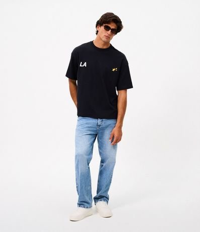 Remera Oversized en Algodón con Estampa de Estrellas y Lettering 2