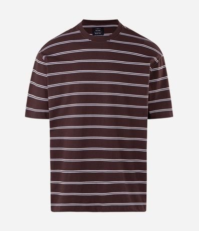 Remera Relaxed en Algodón con Estampa Rayada 4