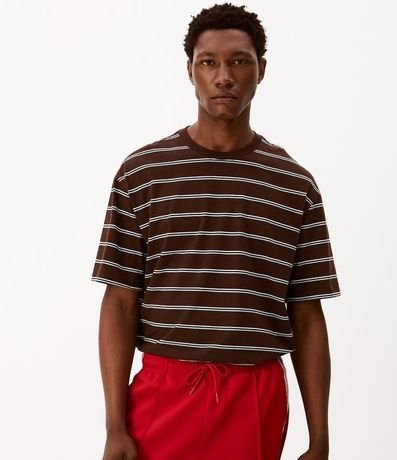 Remera Relaxed en Algodón con Estampa Rayada 3