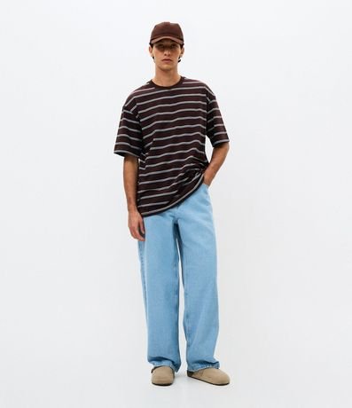 Remera Relaxed en Algodón con Estampa Rayada 2