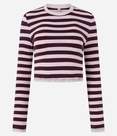 Blusa Cropped en Rib con Rayas