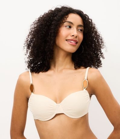 Bikini Top Media Taza Canelado con Adorno en las Asas