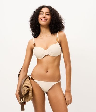 Bikini Bombacha Colaless Acanalada con Adorno