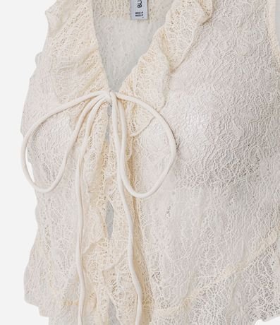 Blusa en Poliamida con Encaje y Volados en el Escote 2