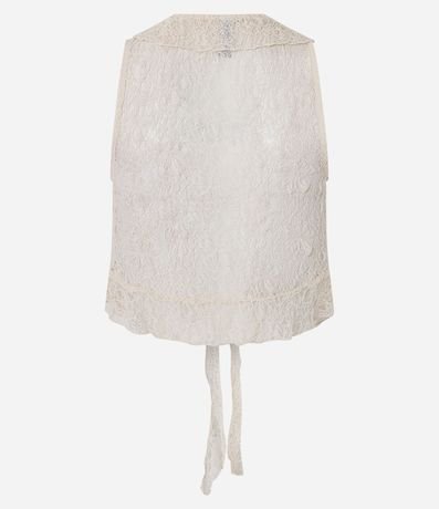 Blusa en Poliamida con Encaje y Volados en el Escote 3