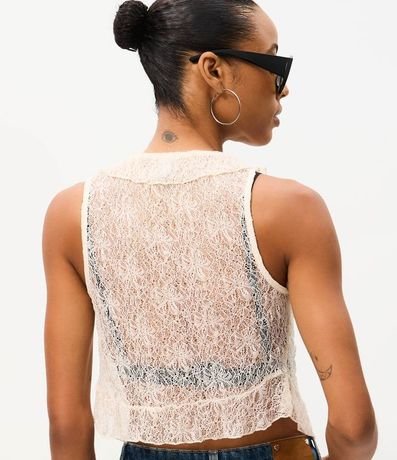 Blusa en Poliamida con Encaje y Volados en el Escote 7
